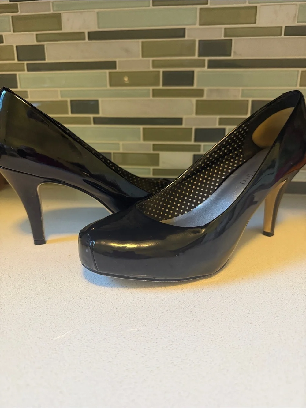 Madden Girl Black Patent Round-Toe High Heels
